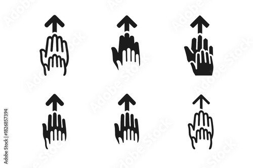 Unified Support Icons. Supporting friends? personal goals. Icon set. Set Logo of supporting friends? personal goals: group hands raised in unity. harmonious