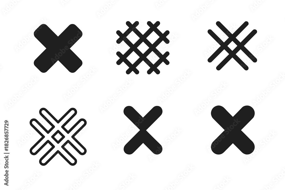 Obraz premium Stitch Logo Variations. Stitch. Icon set. Set Logo of stitch: cross-stitch pattern. harmonious logo variations of the same emblematic concept, each with