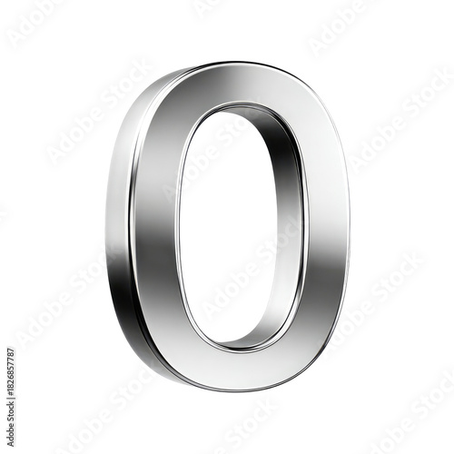 A shiny, chrome-like, three-dimensional rendition of the numeral 