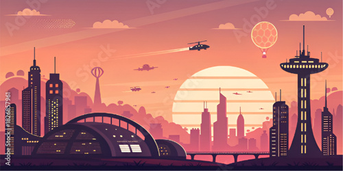 london skyline at sunset