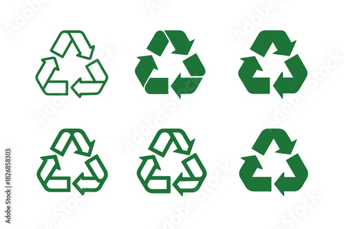 Sustainable Icon Variations. Sustainable living tips. Icon set. Set Logo of recycling symbol. harmonious logo variations of the same emblematic concept