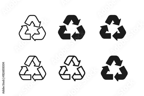 Sustainable Icon Variations. Sustainable living tips. Icon set. Set Logo of recycling symbol. harmonious logo variations of the same emblematic concept
