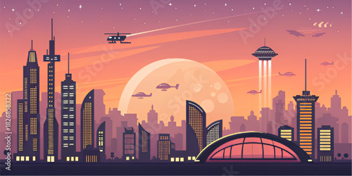 london skyline at sunset