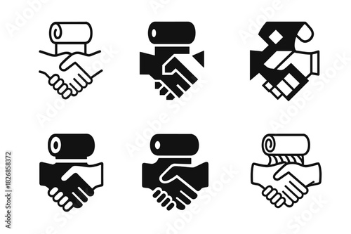 Artistic Clothing Logos. Clothing collaborations between artists and designers. Icon set. Set Logo of clothing collaborations between artists and designers: