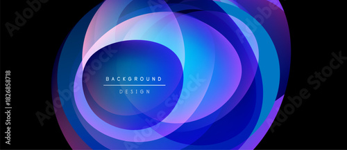 Abstract layers create vibrant blue, purple gradient. Modern design element suitable for backgrounds, presentations. Smooth transitions, dynamic composition.