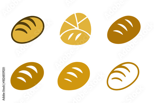 June Market Logos. June farmer?s market. Icon set. Set Logo of June farmer?s market: artisan bread loaf. harmonious logo variations of the same emblematic