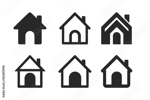 Playhouse Logo Variations. Outdoor playhouse. Icon set. Set Logo of outdoor playhouse: playhouse door and roof. harmonious logo variations of the