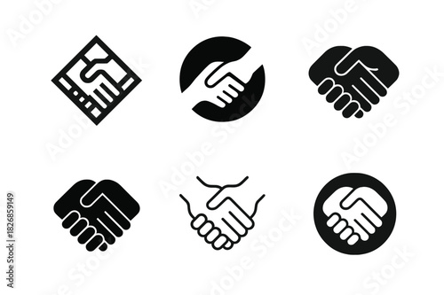 Friendship Icons Set. Building and maintaining strong friendships. Icon set. Set Logo of building and maintaining strong friendships: linked hands. harmonious
