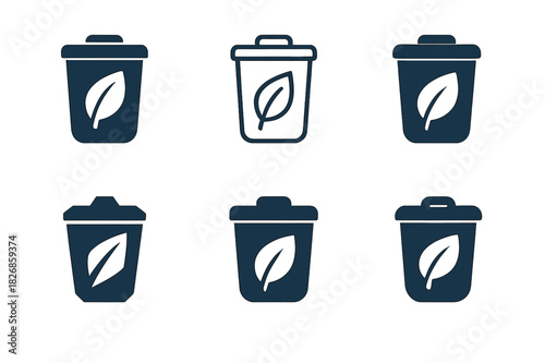 Water Management Icons. Water treatment and waste management solutions. Icon set. Set Logo of water treatment and waste management solutions: waste bin with