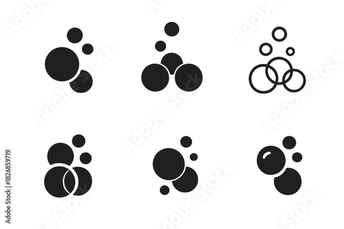 Weightlessness Icons Collection. Weightlessness. Icon set. Set Logo of weightlessness: Floating bubbles in air. harmonious logo variations of the