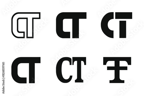 Corporate Logo Variations. Corporate typography. Icon set. Set Logo of corporate typography: Bold uppercase letters logo. harmonious logo variations of the