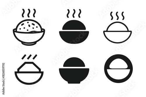 Pita Bread Icon Set. Making homemade pita bread or flatbreads. Icon set. Set Logo of making homemade pita bread or flatbreads: rising dough in bowl. harmonious