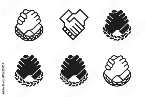 Friendship Logo Icons. Building and maintaining strong friendships. Icon set. Set Logo of building and maintaining strong friendships: friendship bracelet.