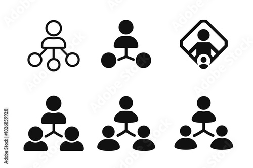 Networking Logo Variations. Networking for success. Icon set. Set Logo of networking: connected people nodes. harmonious logo variations of the same emblematic