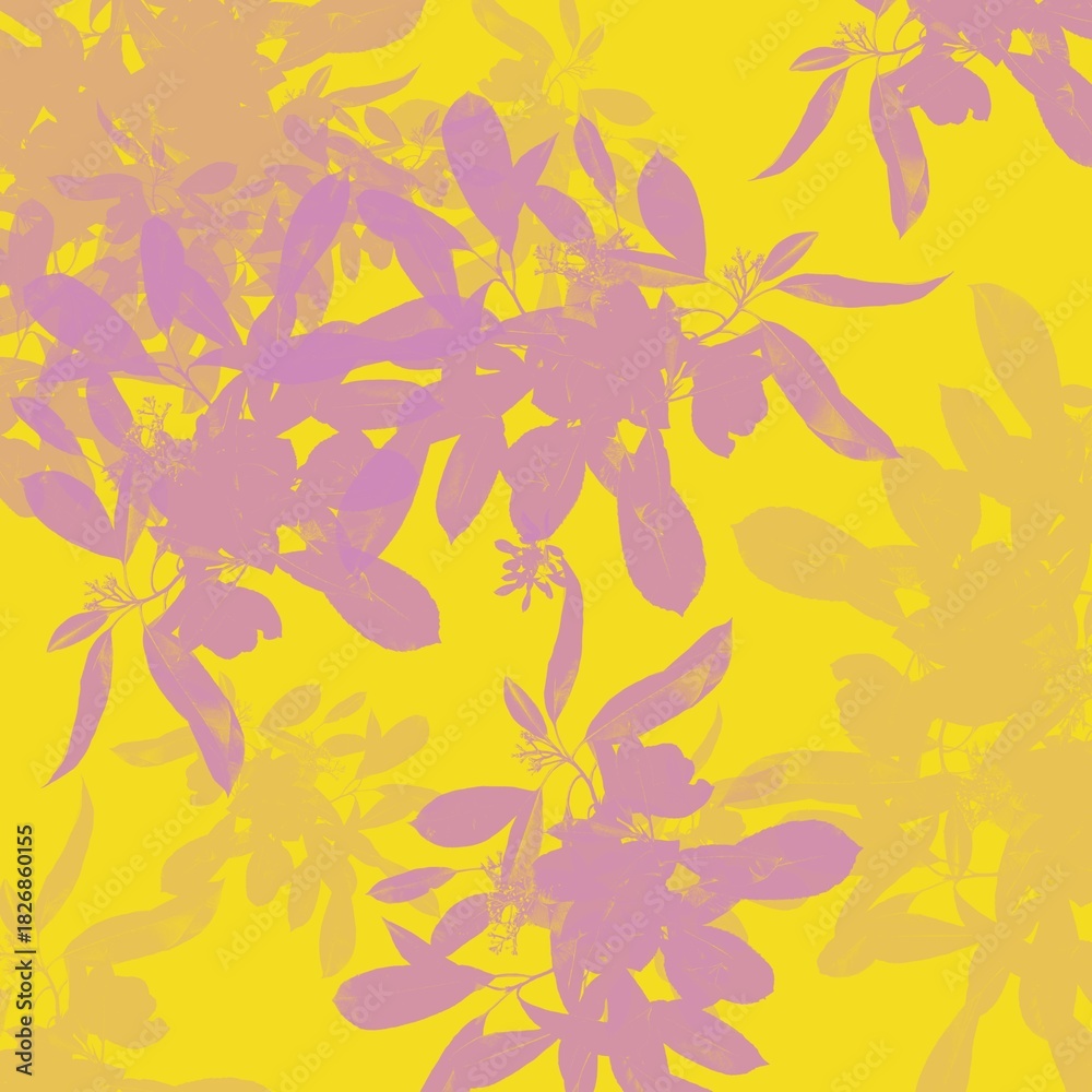 Naklejka premium Botánical Leaves Seamless pattern - Pastel yellow