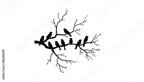 Birds silhouette on tree branch vector art for design ideas