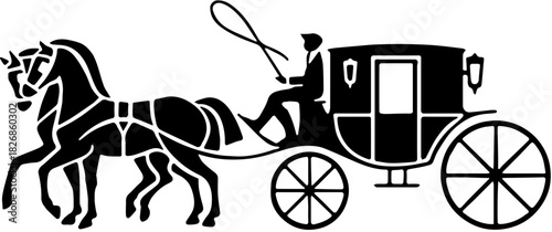 horse drawn carriage art illlustration 