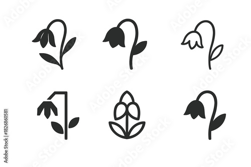 Melancholy Icon Set. Melancholy. Icon set. Set Logo of Melancholy: wilted flower. harmonious logo variations of the same emblematic concept, each