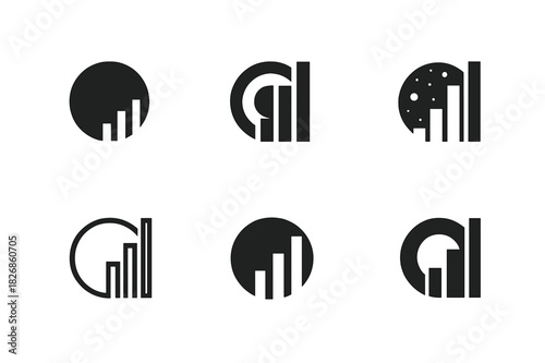Cosmology Logo Icons. The study of the universe's age and expansion. Icon set. Set Logo of cosmology: redshift spectrum. harmonious logo variations of the same