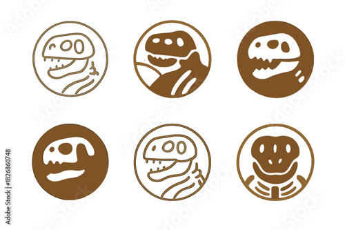 Fossil Logo Variations. Fossils and geological history of nature. Icon set. Set Logo of fossils and geology: dinosaur bone. harmonious logo variations of the