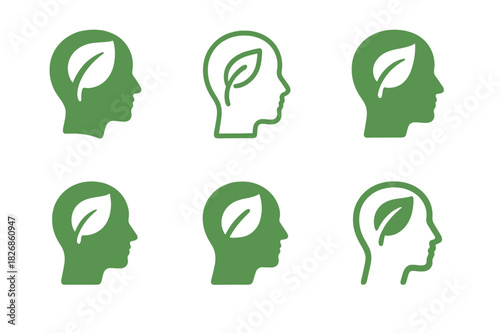 Eco-Friendly Icon Set. Eco-friendly mindset. Icon set. Set Logo of eco-friendly mindset: sustainable thought bubble. harmonious logo variations of the same