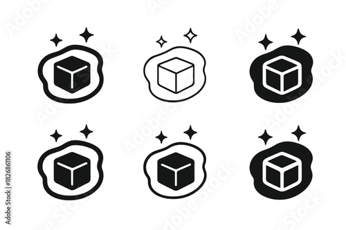 Mystical Logo Variations. Magical transformation. Icon set. Set Logo of magical transformation: mystical aura around object. harmonious logo variations of the