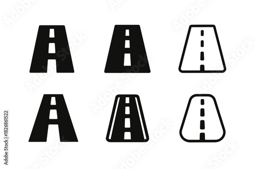 Traffic Icon Variations. Traffic. Icon set. Set Logo of Traffic: highway road pattern. harmonious logo variations of the same emblematic concept, each with