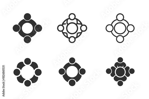 Diverse Team Logos. Building and leading diverse teams in business. Icon set. Set Logo of Building and leading diverse teams in business: roundtable