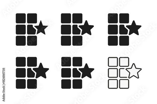 Diverse Logos Grid. Recommendation Engines. Icon set. Set Logo of Recommendation Engines: ratings matrix. harmonious logo variations of the same emblematic