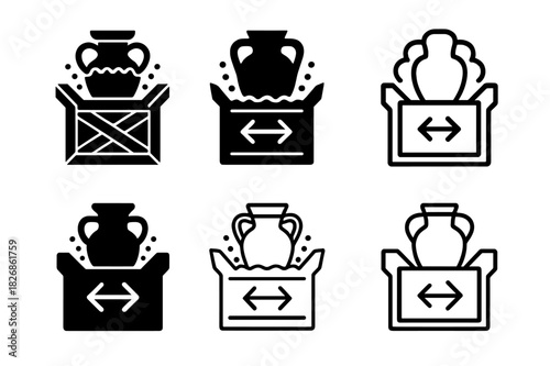 Cultural Artifact Logos. The Exchange of Cultural Artifacts and Historical Items. Icon set. Set Logo of The Exchange of Cultural Artifacts and Historical