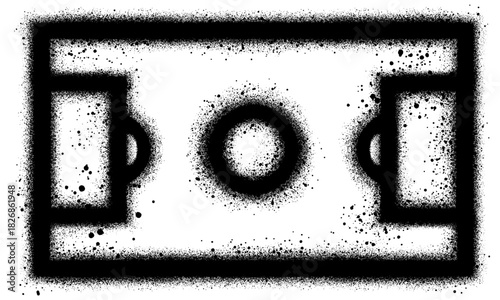 Spray Painted Graffiti soccer field Sprayed isolated on white background.
