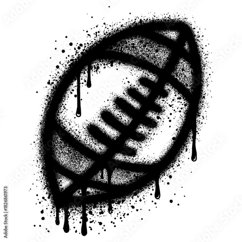 American football icon in graffiti style with black spray paint