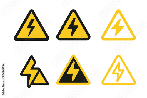 Free Download Workplace Hazard Logos. Workplace hazards. Icon set. Set Logo of workplace hazards: Electrical hazard bolt. harmonious logo variations of the same emblematic - GFXLoad