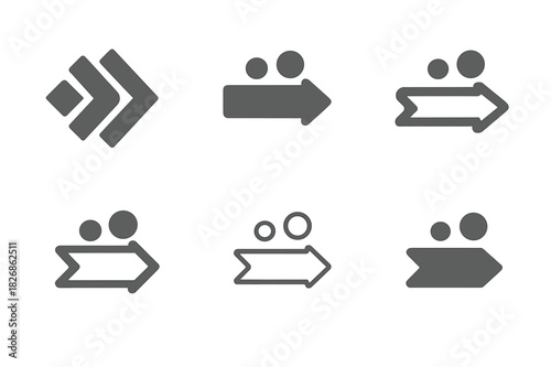 Catalyst Logo Variations. catalyst. Icon set. Set Logo of catalyst: reaction arrow. harmonious logo variations of the same emblematic concept, each with