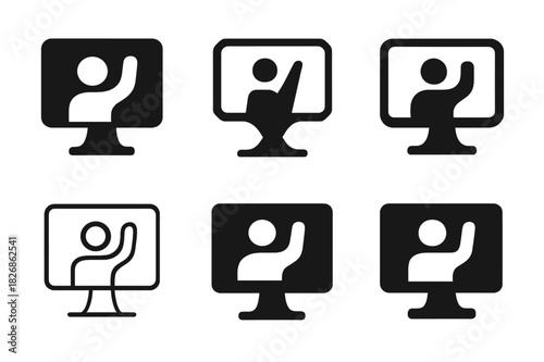 Digital Classroom Logos. Remote education access. Icon set. Set Logo of Remote education access: Digital classroom icon. harmonious logo variations of the same
