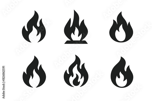 Chemical Safety Icons. Chemical safety labels. Icon set. Set Logo of hazard communication: flame hazard icon. harmonious logo variations of the same emblematic