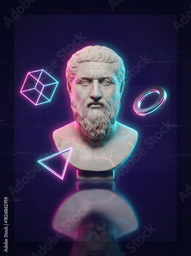 Vapor Bust — Neon Classical Marble Portrait