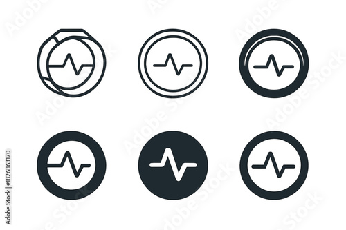 Sleep Wellness Icons. Sleep wellness. Icon set. Set Logo of Sleep wellness: wearable sleep tracker ring waveform. harmonious logo variations of the same