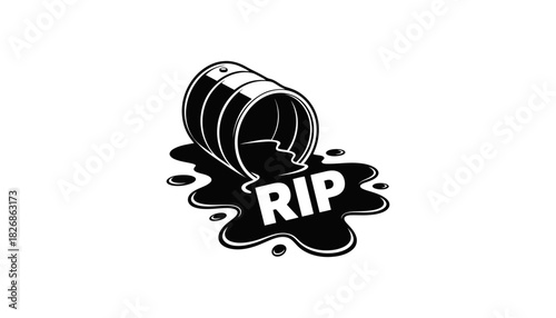 Oil spill barrel rip vector illustration stock image design