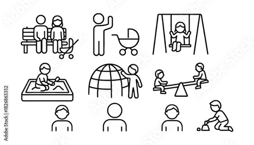 Playground activities icons vector illustration design set