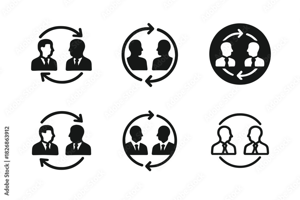 Obraz premium Mediation Symbol Icon Set. Lawyers participating in alternative dispute resolution (mediation). Icon set. Set Logo of Lawyers participating in alternative