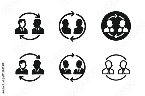 Mediation Symbol Icon Set. Lawyers participating in alternative dispute resolution (mediation). Icon set. Set Logo of Lawyers participating in alternative