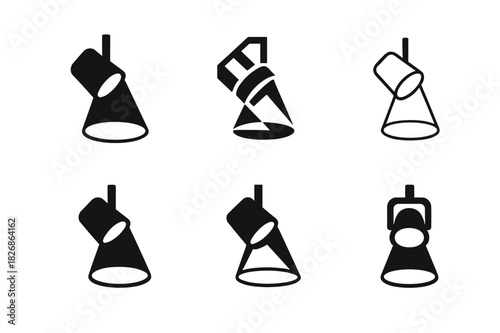 Monologue Icon Variations. Monologues. Icon set. Set Logo of monologues: solitary spotlight icon. harmonious logo variations of the same emblematic concept,