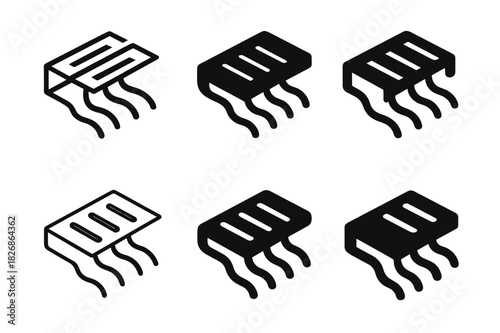 Home Office Icon Set. Remote work setups and home office environments. Icon set. Set Logo of Remote work setups and home office environments: cable management