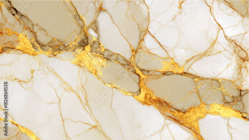 Elegant white marble texture with luxurious golden veins and natural patterns Vector, illustration