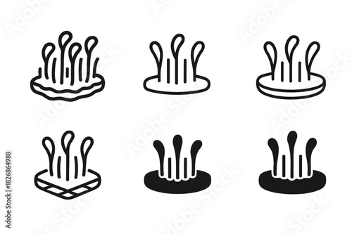 Bath Mat Logos. Bath Mat Texture. Icon set. Set Logo of Bath Mat Texture: water-absorbent fibers. harmonious logo variations of the same emblematic concept,