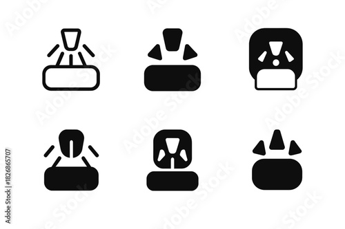 Broadcast Logos Collection. Broadcast journalism. Icon set. Set Logo of Broadcast journalism: ?ON AIR? studio light sign. harmonious logo variations of the