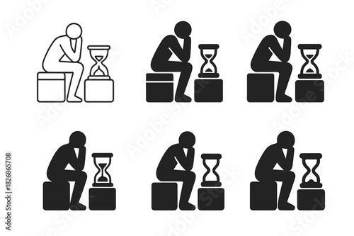 Legacy Icon Set. Contemplating the end of life and legacy. Icon set. Set Logo of Contemplating the end of life and legacy: time capsule cylinder. harmonious