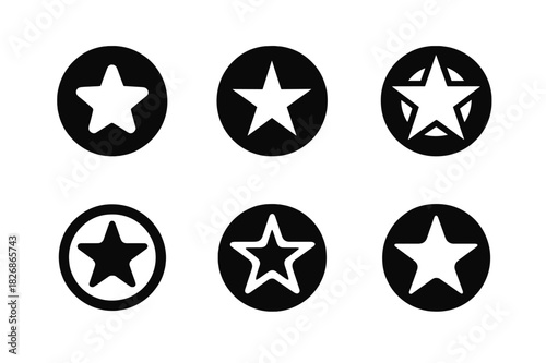Harmonious Wish Logos. Wish. Icon set. Set Logo of wish: star inside circle. harmonious logo variations of the same emblematic concept, each with different