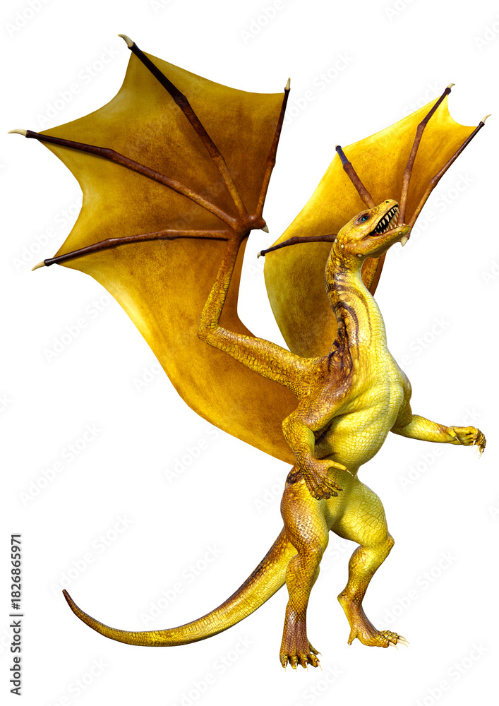 Fototapeta premium 3D Rendering Fairy Tale Dragon on White